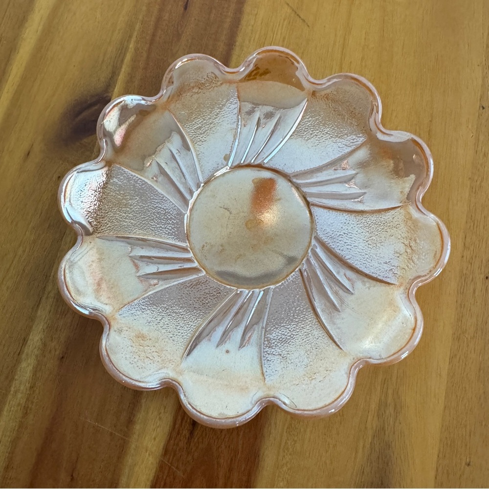 Fire King peach‎ luster flower blossom saucer plate